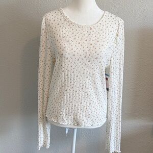 NWT Aeropostale Cream Floral Long Sleeve Blouse